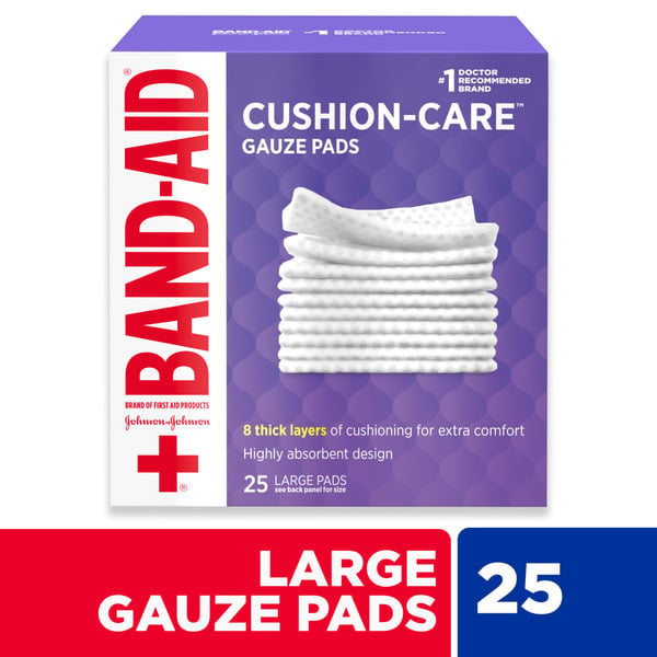 First Aid BAND-AID Large Cushion Care Thick Gauze Pads hero