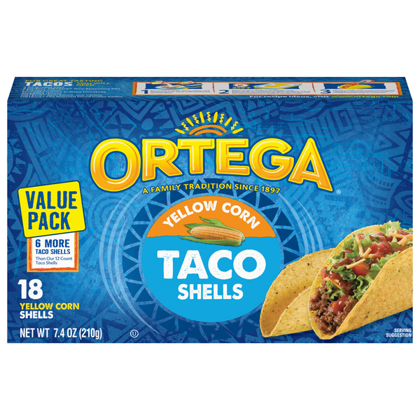 Tortillas & Flat Bread Ortega Taco Shells, Yellow Corn, Value Pack hero