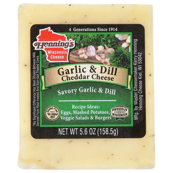 Specialty Cheeses Henning's Cheddar Cheese, Garlic & Dill hero