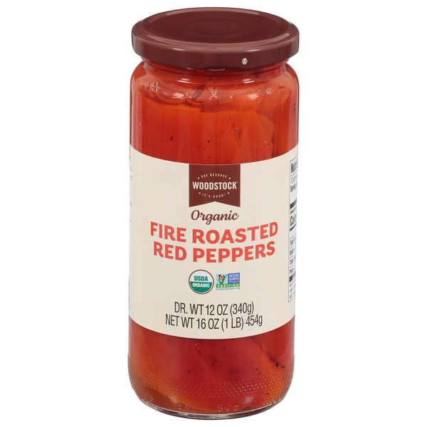 WOODSTOCK Red Peppers, Organic, Fire Roasted hero