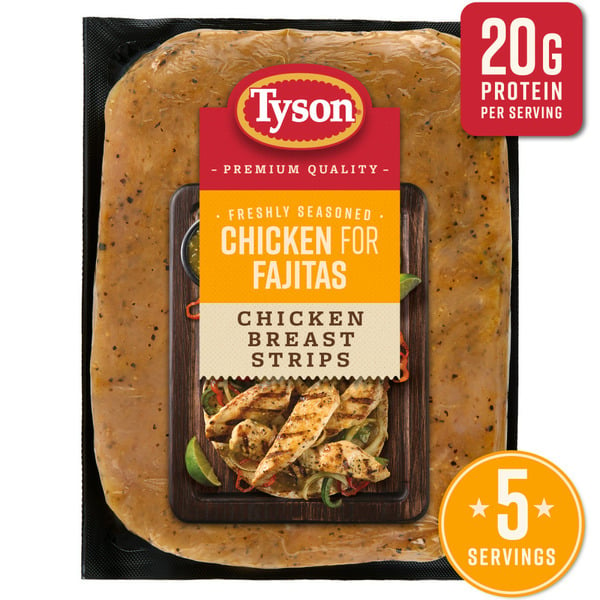 Fresh Chicken & Turkey Tyson Chicken Breast Strips, Seasoned for Fajitas hero