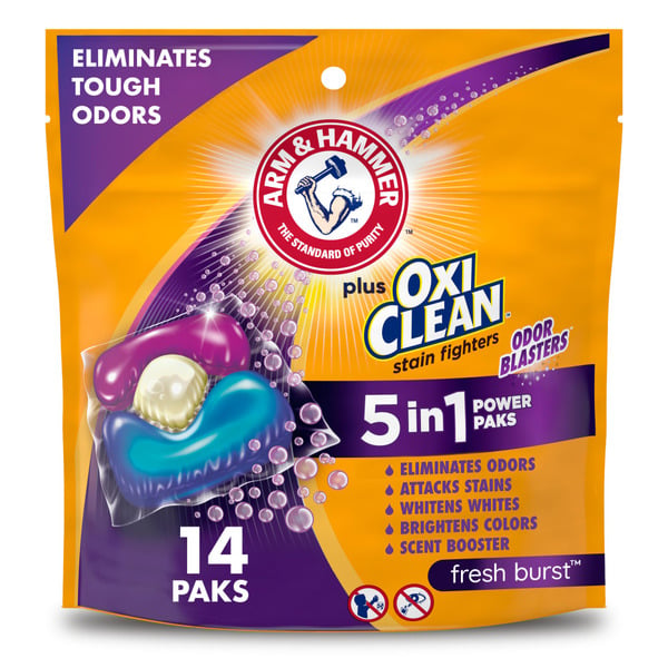 Laundry Arm & Hammer Plus Oxiclean With Odor Blasters Laundry Detergent 5-In-1 Power Paks hero