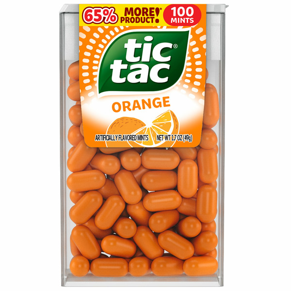 Mint & Gum Tic Tac Fresh Breath Mints, Orange, Bulk Hard Candy Mints hero