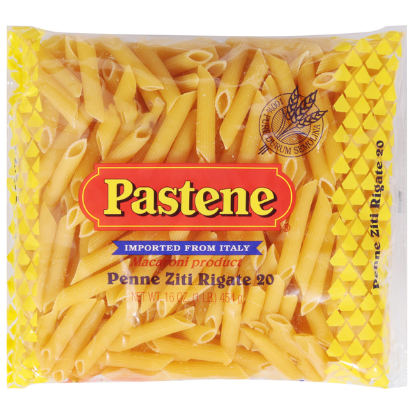 Dry Pasta Pastene Penne Ziti Rigate, 20 hero