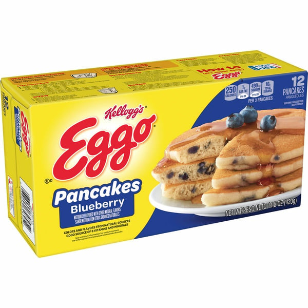 Frozen Breakfast Kellogg’s Eggo Frozen Pancakes, Frozen Breakfast, Kids Snacks, Blueberry hero