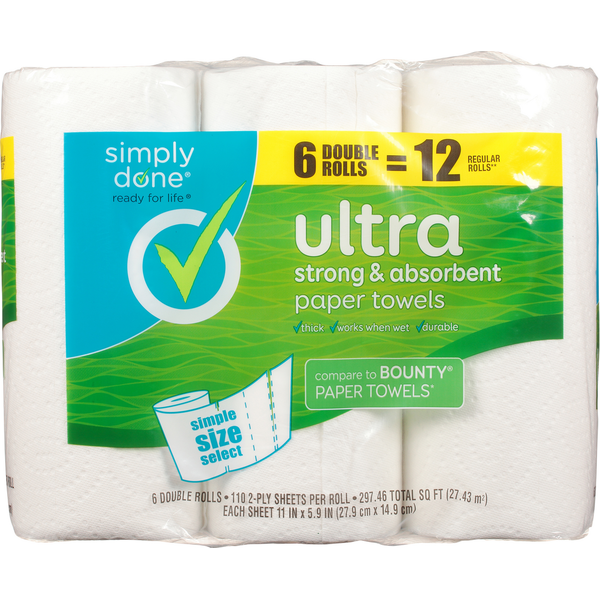 Paper Goods Simply Done Paper Towels, Double Rolls, Ultra, 2-Ply hero