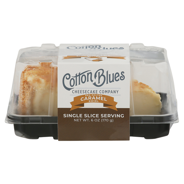 Prepared Meals Cotton Blues Cheesecake Company Cheesecake, Sea-Salted Caramel Swirl, Single Slice Serving hero