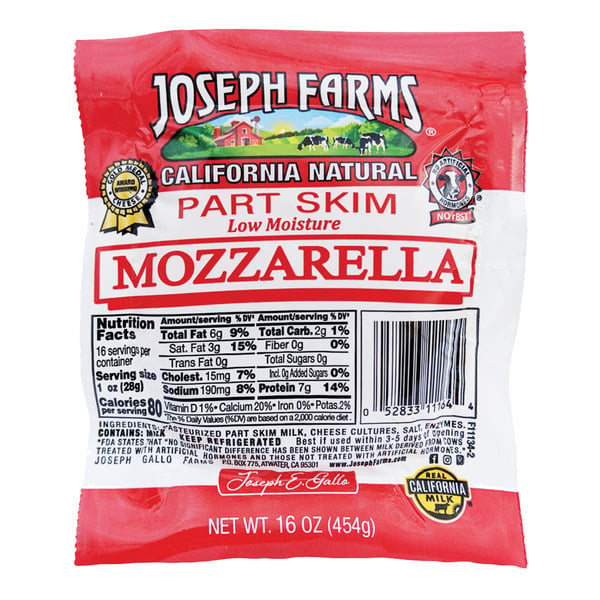 Specialty Cheeses Joseph Farms Part Skim Mozzarella Cheese hero