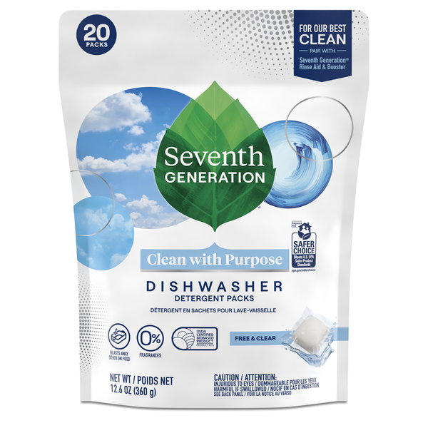 Dish Detergents Seventh Generation Dishwasher Detergent Packs Free & Clear hero