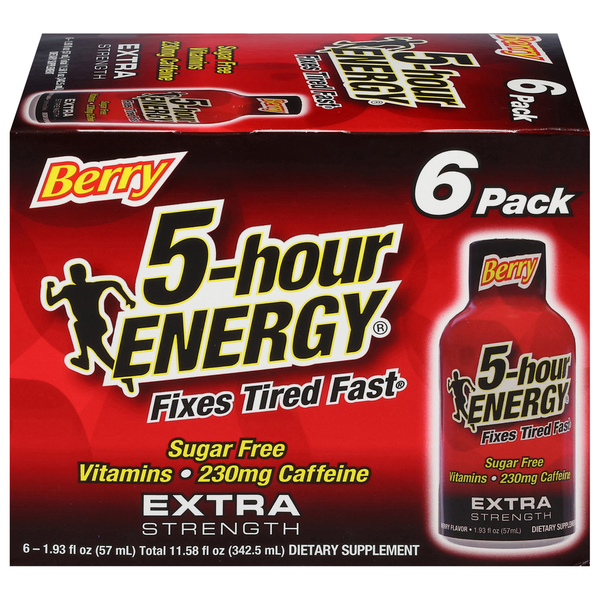 Energy & Sports Drinks 5-hour ENERGY Energy Shot, Extra Strength, Berry, 6 Pack hero