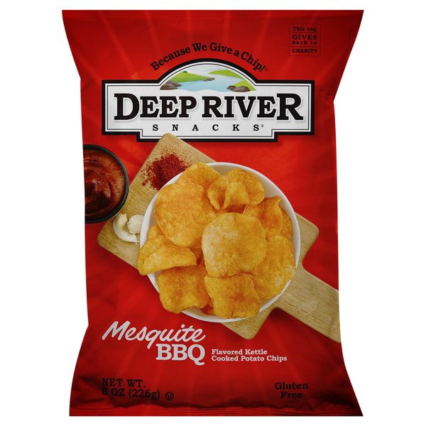 Potato Chips,Tortilla & Pretzels Deep River Snacks Potato Chips, Mesquite BBQ hero