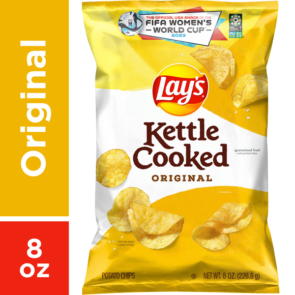 Potato Chips,Tortilla & Pretzels Lay's Kettle Cooked Potato Chips, Original hero