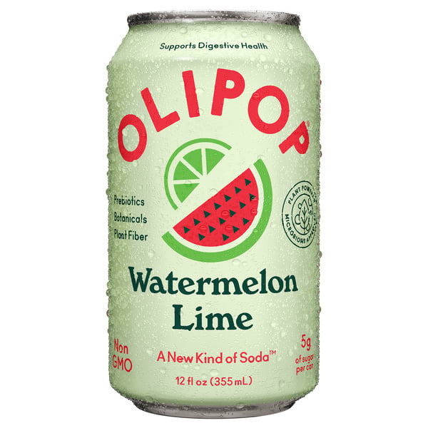 Refrigerated OLIPOP Prebiotic Soda, Watermelon Lime hero