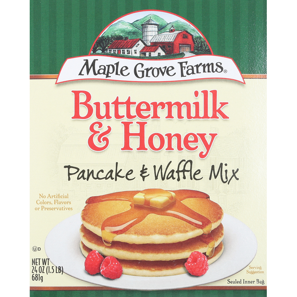 Pancake/Waffel Mixes and Syrup Maple Grove Farms of Vermont Pancake & Waffle Mix, Buttermilk & Honey hero