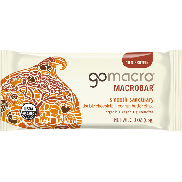 GoMacro MacroBar, Double Chocolate + Peanut Butter Chips hero