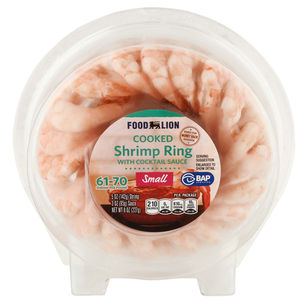 Frozen Shrimp & Shellfish Food Lion Shrimp Ring with Cocktail Sauce, Cooked hero