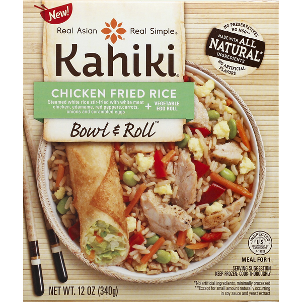 Frozen Meals Kahiki Bowl & Roll, Chicken Fried Rice + Vegetable Egg Roll hero