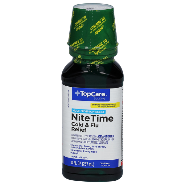 Cold, Flu & Allergy TopCare Cold & Flu Relief, NiteTime, Multi-Symptom Relief, Original Flavor hero