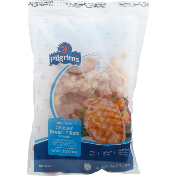 Frozen Meat & Seafood Pilgrim's Chicken Breast Fillets with Ribmeat, Boneless, Skinless hero