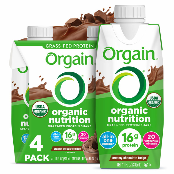 Soy & Lactose-Free Orgain Organic Nutrition Shake, Grass Fed Protein - Creamy Chocolate Fudge hero