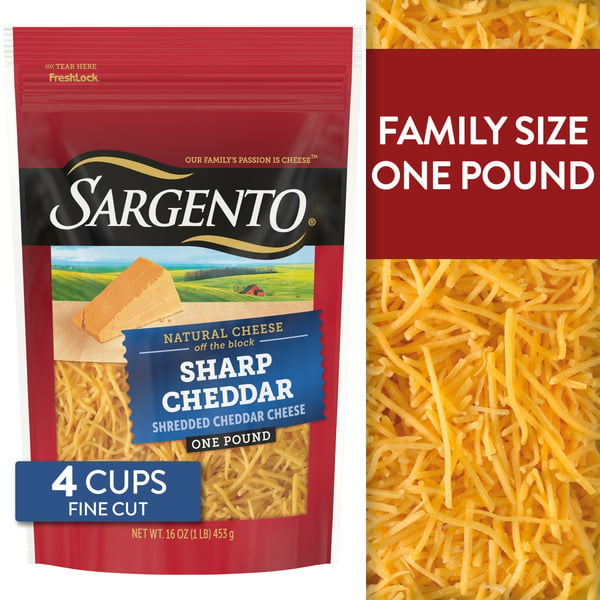 Packaged Cheese Sargento Shredded Sharp Natural Cheddar Cheese, Fine Cut hero