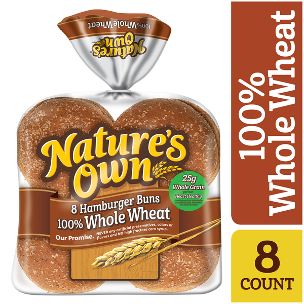 Packaged Bread Nature's Own Whole Wheat Hamburger Buns hero