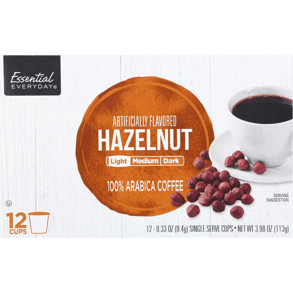 Coffee Essential Everyday Coffee, 100% Arabica, Hazelnut, Light, Single Serve Cups hero