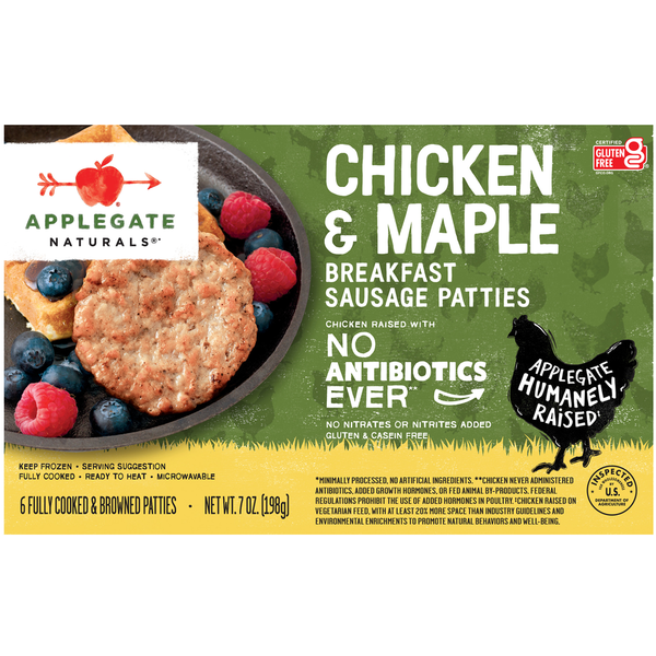 Frozen Breakfast Applegate Naturals  Natural Chicken & Maple Breakfast Sausage Patty hero