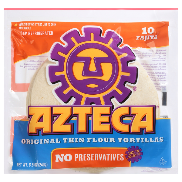 Tortillas & Flat Bread Azteca Tortillas, Original Thin Flour, Fajita hero