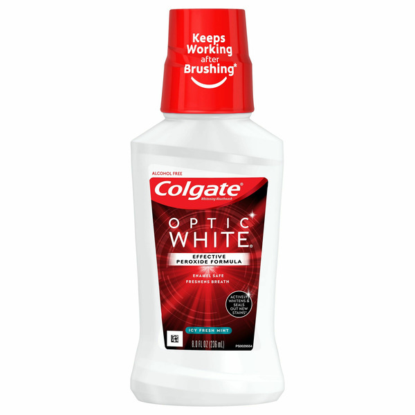 Oral Hygiene Colgate Optic White Whitening Mouthwash, Alcohol Free, Icy Fresh Mint hero