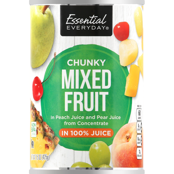 Canned Fruit & Applesauce Essential Everyday Mixed Fruit in 100% Juice, Chunky hero