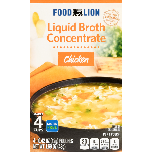 Soup, Broth & Bouillon Food Lion Liquid Broth, Concentrate, Chicken hero