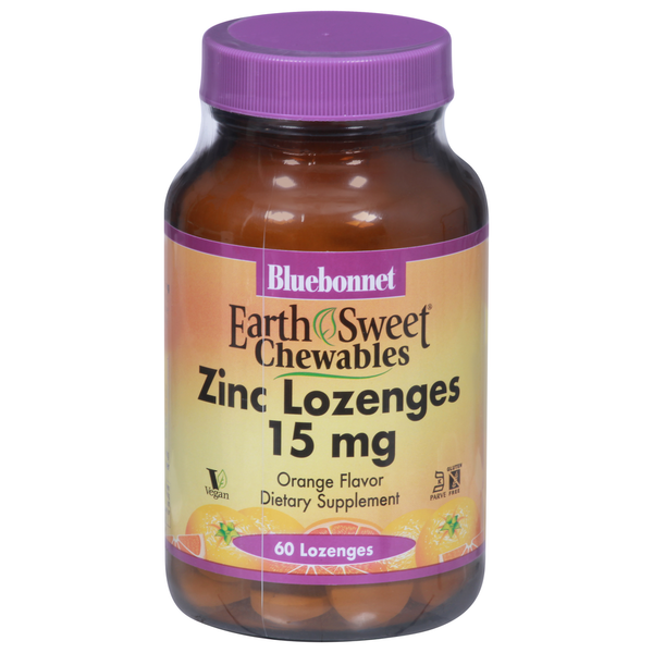 Cold, Flu & Allergy Bluebonnet Zinc Lozenges, Orange Flavor, 15 mg, Chewable hero