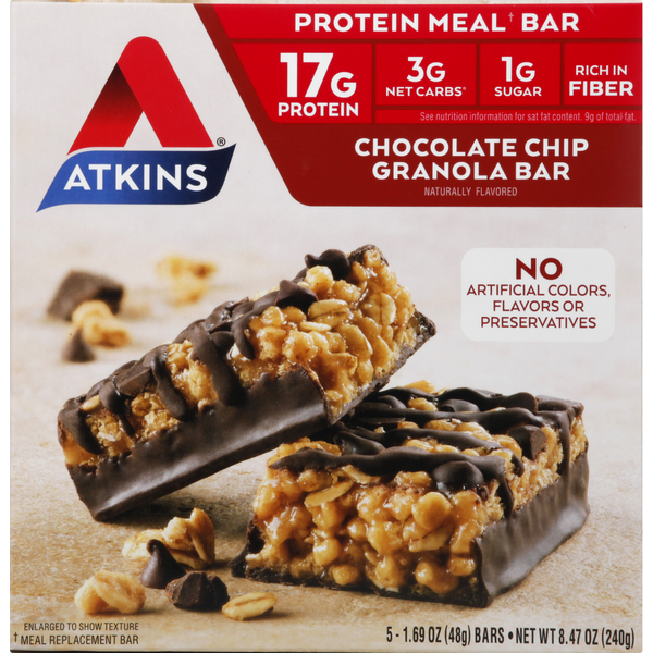 Protein & Meal Replacements Atkins Protein Meal Bar, Chocolate Chip Granola hero