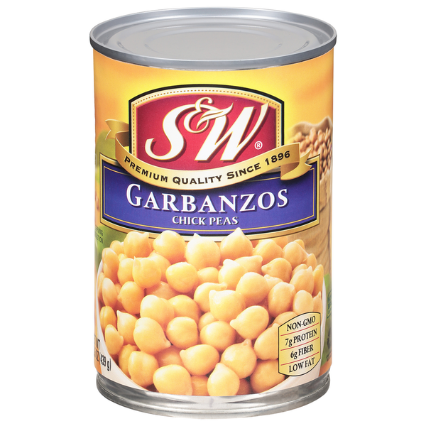 Canned Meals & Beans S&W Garbanzos, Chick Peas hero