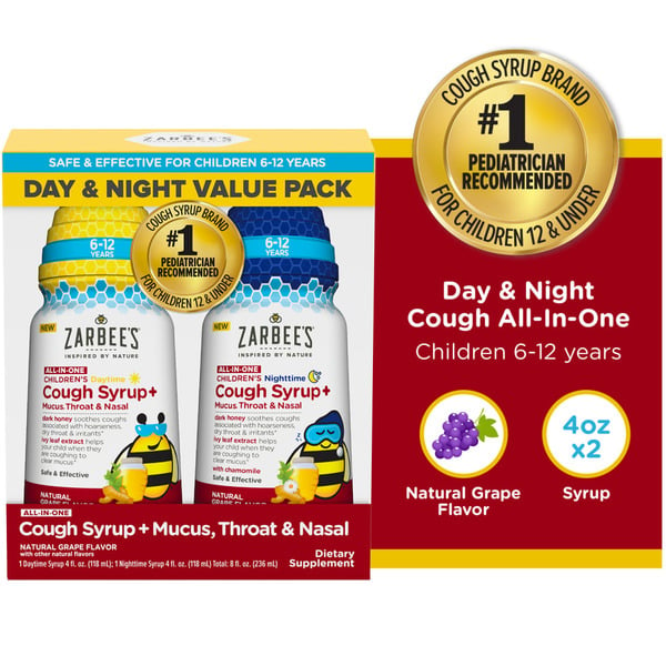 Cold, Flu & Allergy Zarbee’s Kids All-in-One Cough Day/Night, Ages 6-12 hero