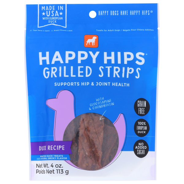 Dog Food & Care Happy Hips Strips-Grilled-Duck Recipe hero