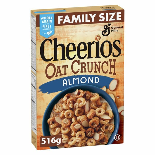 Cereal Cheerios Oat Crunch Breakfast Cereal, Almond, Family Size hero