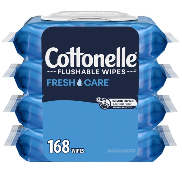 Paper Goods and Plastic Cottonelle Fresh Care Flushable Wet Wipes hero