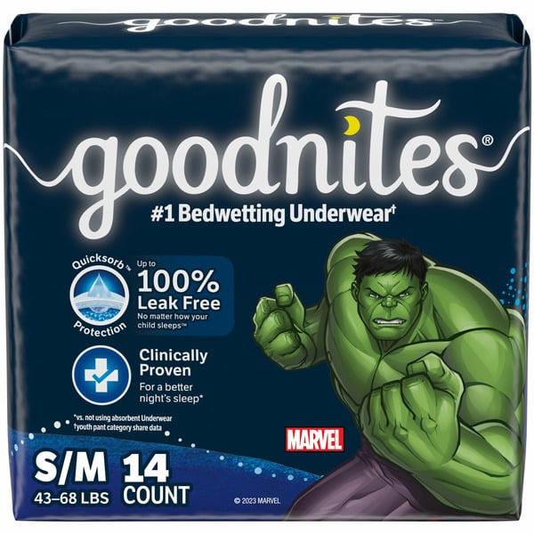 Diapers & Wipes Goodnites Boys' Nighttime Bedwetting Underwear, Size S/M (43-68 lbs) hero