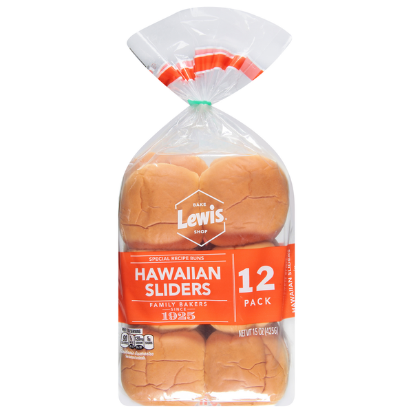 Prepared Meals Lewis Bake Shop Buns, Hawaiian Sliders, 12 Pack hero