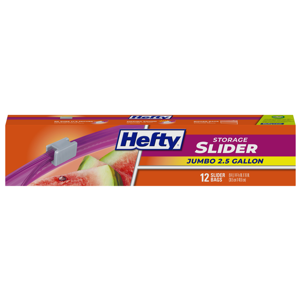 Food Storage Hefty Jumbo Slider Storage Bags hero