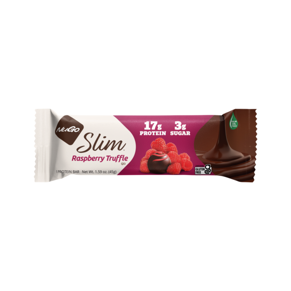 Energy & Granola Bars NuGo Slim Raspberry Truffle, Gluten Free, Low Sugar, High Protein Bar hero