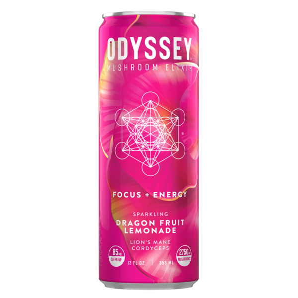 Odyssey Mushroom Elixir Sparkling, Energy + Focus, Dragon Fruit Lemonade hero