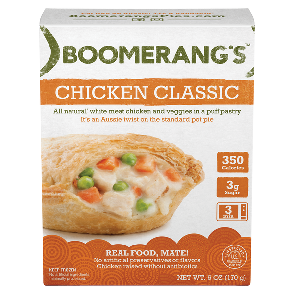 Frozen Meals Boomerang's Chicken Classic Pie, Frozen Meal hero