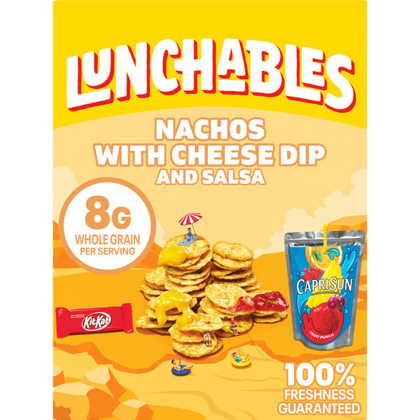 Lunch & Snack Packs Lunchables Nachos Cheese Dip & Salsa Kids Lunch Snack Meal Kit with Capri Sun & Kit Kat hero