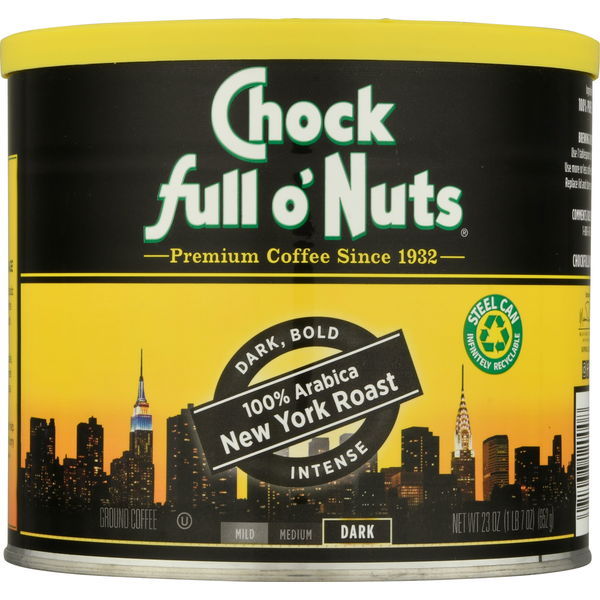 Coffee Chock full o'Nuts Coffee, Ground, New York Roast, Dark hero