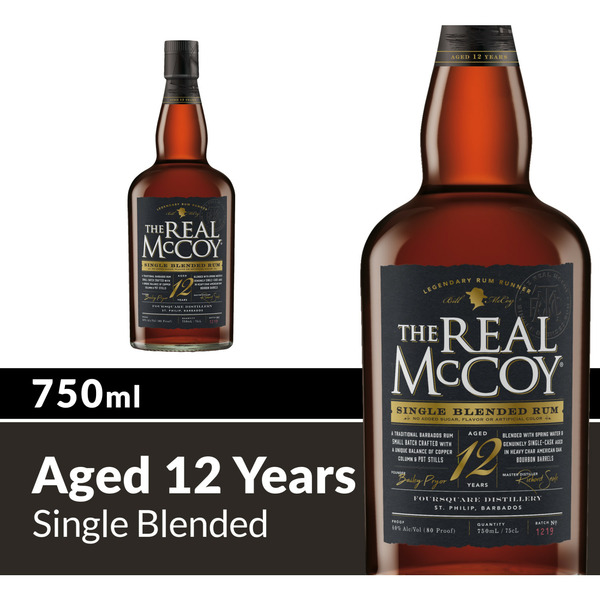 Rum The Real McCoy Single Blended 12-Year Aged Rum Bottle hero