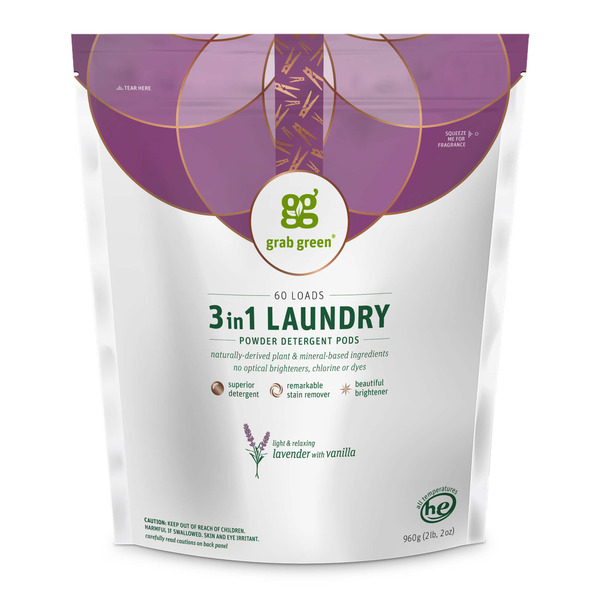 Laundry Grab Green 3-in-1 Laundry Detergent Pods, Lavender with Vanilla Scent hero