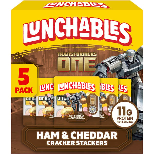 Lunch & Snack Packs Lunchables Ham and Cheddar Cracker Stackers with Vanilla Creme Sandwich Cookies hero